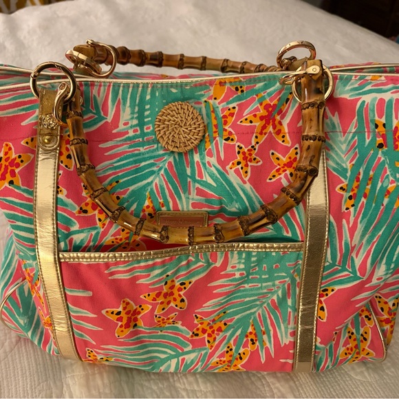 Custom Lilly Pulitzer Pink and Green Tropical Tote - Picture 7 of 8